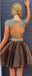 Sexy Rhinestone Beaded Organza Shinny 2 Pieces Cap Sleeves Backless Homecoming Dresses DM372