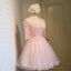 Cute Off shoulder Half Sleeves Lace Appliqued Short Homecoming Dresses DM368
