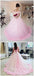 Ball Gown Off shoulder Pink Tulle Flowers Wedding Dresses,Pink Quinceanera Dresses DM224