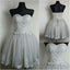 New Strapless Sweetheart Neck Grey Homecoming Dresses Lace Appliqued Short Prom Dresses DM369