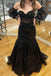 Black Lace Mermaid Long Prom Dresses,  Formal Evening Dresses DM2002
