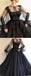 Black Long A-line Tulle Prom Dress, Long Sleeves Modest Evening Gown DMG82