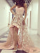 High Low Sweetheart Strapless A Line Lace Prom Dresses DMF98