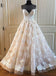 Charming Lace Long A Line Prom Dress, Long Wedding Dress With Cap Sleeves DME92