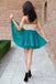 Elegant V-Neck A-line Green Short Homecoming Dress Prom Dresses DMN35