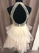 Tulle Crystal Beaded Short Prom Dress, Ruffles Homecoming Dress DMO71