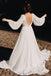Simple Chiffon V Back Wedding Gown Long Puffy Sleeves Beach Wedding Dress DMW23