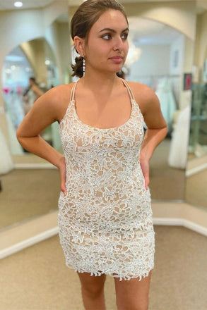 Cute Short Lace Prom Dresses, Mini Homecoming Dress Graduation Dresses DMHD14