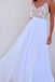 White Chiffon Long Beach Wedding Dresses,Simple Prom Dresses DMC33