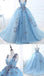 Ball Gown Long Sky Blue Butterfly V Neck Prom Dress,Quinceanera Dresses DME79