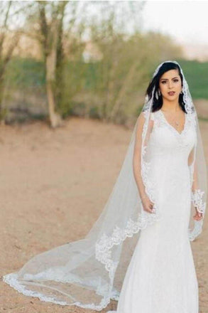 3 Meters Long Tulle Wedding Veil Lace Applique Edge WV8