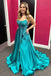 Elegant Lilac High Slit A Line Long Prom Dresses Spaghetti Straps Evening Dresses DMP180