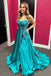 Elegant Lilac High Slit A Line Long Prom Dresses Spaghetti Straps Evening Dresses DMP180