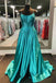 Elegant Lilac High Slit A Line Long Prom Dresses Spaghetti Straps Evening Dresses DMP180