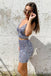 Two Pieces Tight Burgundy Sequins Sheath Short Homecoming Dresses DMHD28