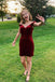 Off the Shoulder Burgundy Velvet Bodycon Short Homecoming Dresses DMHD27