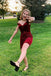Off the Shoulder Burgundy Velvet Bodycon Short Homecoming Dresses DMHD27