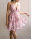 A Line Lace Appliqued V-neck Short Homecoming Dress DMO68
