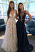 A Line Prom Dresses,V-neck Sexy Evening Party Dresses, Long Formal Dress DM186