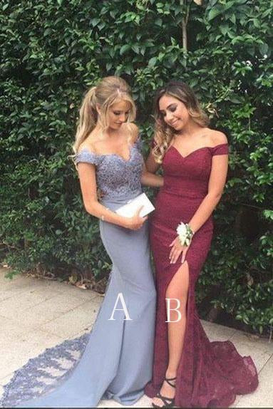 Sexy Mermaid Off the Shoulder Long Prom Dress With Lace DM685