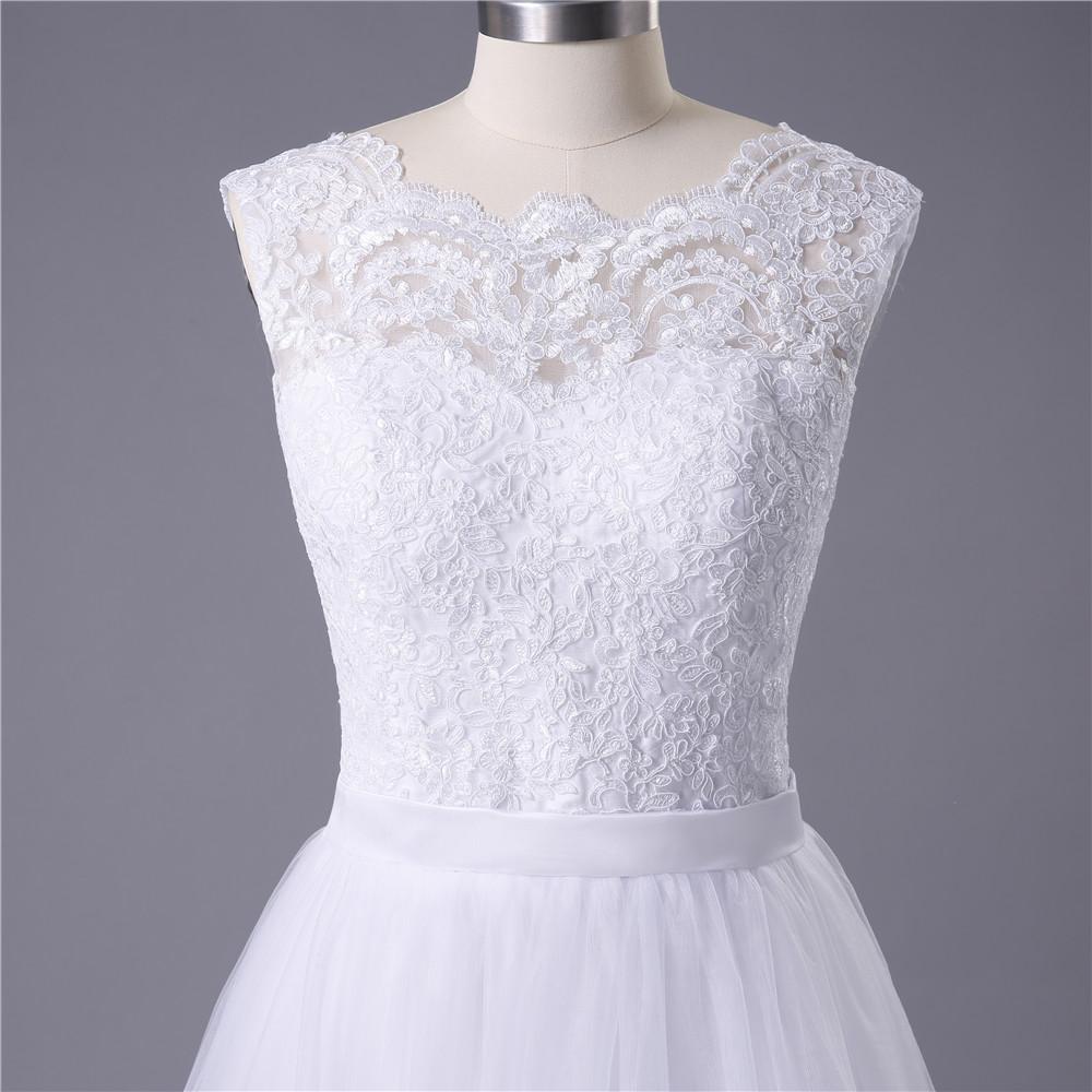 Princess White Tulle Lace Top Beaded Wedding Dresses, Cheap Long Bridal Dress DMJ6