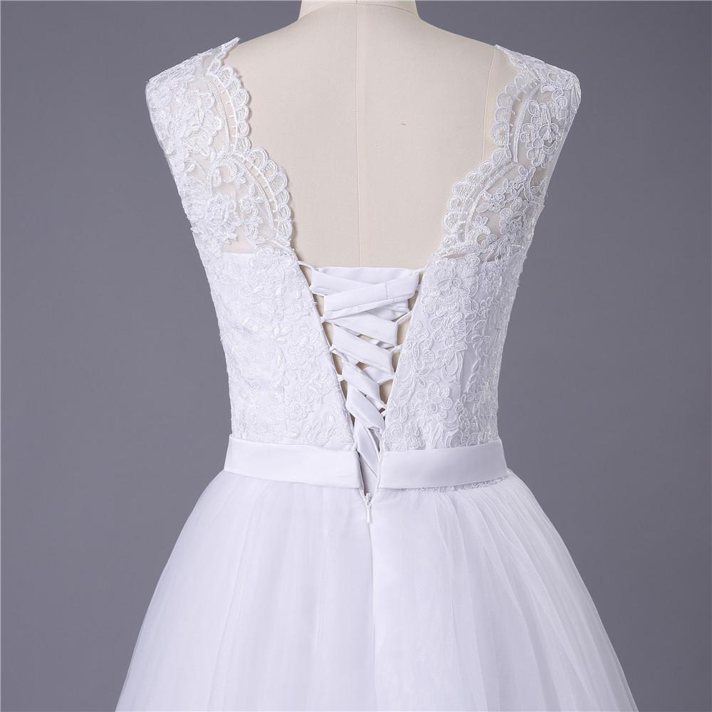 Princess White Tulle Lace Top Beaded Wedding Dresses, Cheap Long Bridal Dress DMJ6