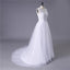 Princess White Tulle Lace Top Beaded Wedding Dresses, Cheap Long Bridal Dress DMJ6