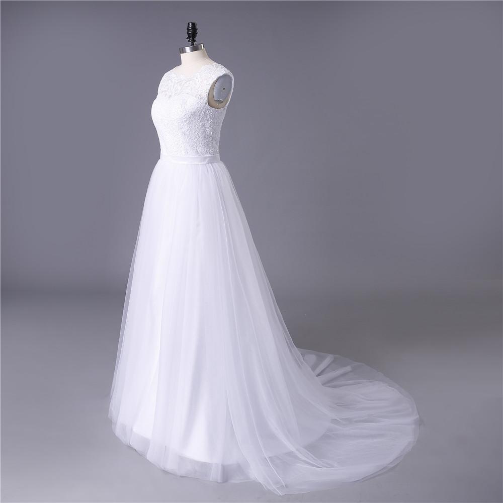 Princess White Tulle Lace Top Beaded Wedding Dresses, Cheap Long Bridal Dress DMJ6