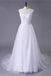 Princess White Tulle Lace Top Beaded Wedding Dresses, Cheap Long Bridal Dress DMJ6