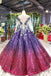 Ball Gown Long Sleeves Sequins Ombre Prom Dress, Pretty Quinceanera Dress DMQ45