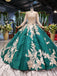 Long Sleeve Ball Gown Wedding Dress Appliques Beading Quinceanera Dresses DMR12