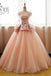 Vintage Prom Dresses,Pink Prom Dress,Flower Prom Dresses,Long Sleeves Prom Dress,Tulle Evening Dress,Ball Gown Prom Gown,Quinceanera Dresses
