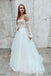 Ivory Tulle A-line Lace Sweetheart Detachable Sleeves Wedding Dresses DMW15