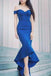 Charming Royal Blue Off Shoulder Mermaid Prom Dress,Sexy Formal Evening Dress DM744