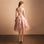stunning A Line Tulle Homecoming Dress Sexy Pink Appliques Short Prom Dress Party Dress DM363