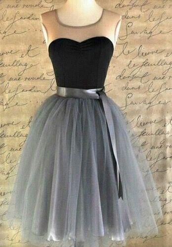 stunning Homecoming Dress, Vintage Ribbons Belt Tulle Short Prom Dress Party Dress DM360