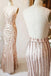 Mermaid Spaghetti Straps Rose Gold Long Sexy Prom Dress with Sequins DMD75