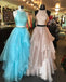 New Two Piece A-line Floor-length Long Puffy Prom Dress With Ruffles DM881