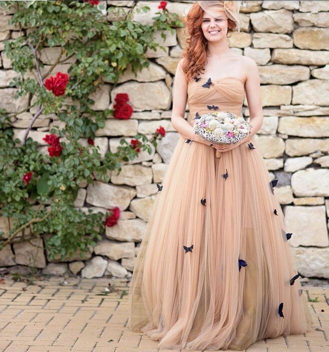 Beautiful Long Butterfly Sweetheart Ruffles Wedding Dresses Bridal Gown DM921
