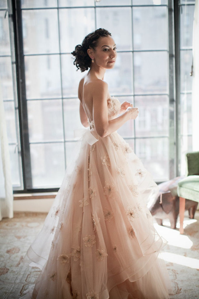 Beautiful A Line Sweetheart Flower Chic Bridal Gown, Princess Wedding Dress DME34