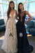A Line Prom Dresses,V-neck Sexy Evening Party Dresses, Long Formal Dress DM186
