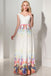 stunning Modest Simple Cheap Printed Long Chiffon V-neck Prom Dresses K121