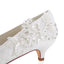 Fashion Ivory Low Heels Rhinestone Wedding Shoes with Lace Appliques L-923