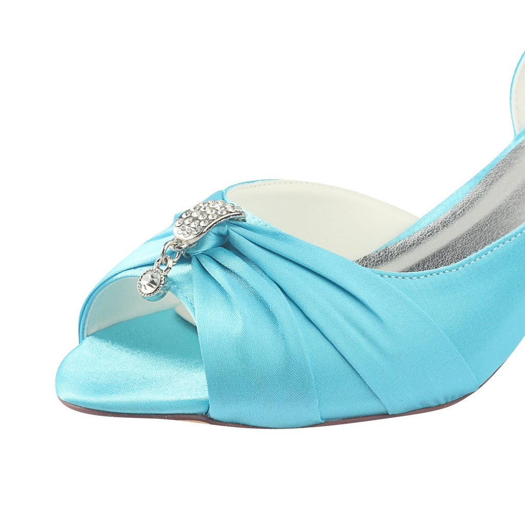 Light Blue Wedding Shoes with Rhinestones, Beautiful Party Shoes L-924