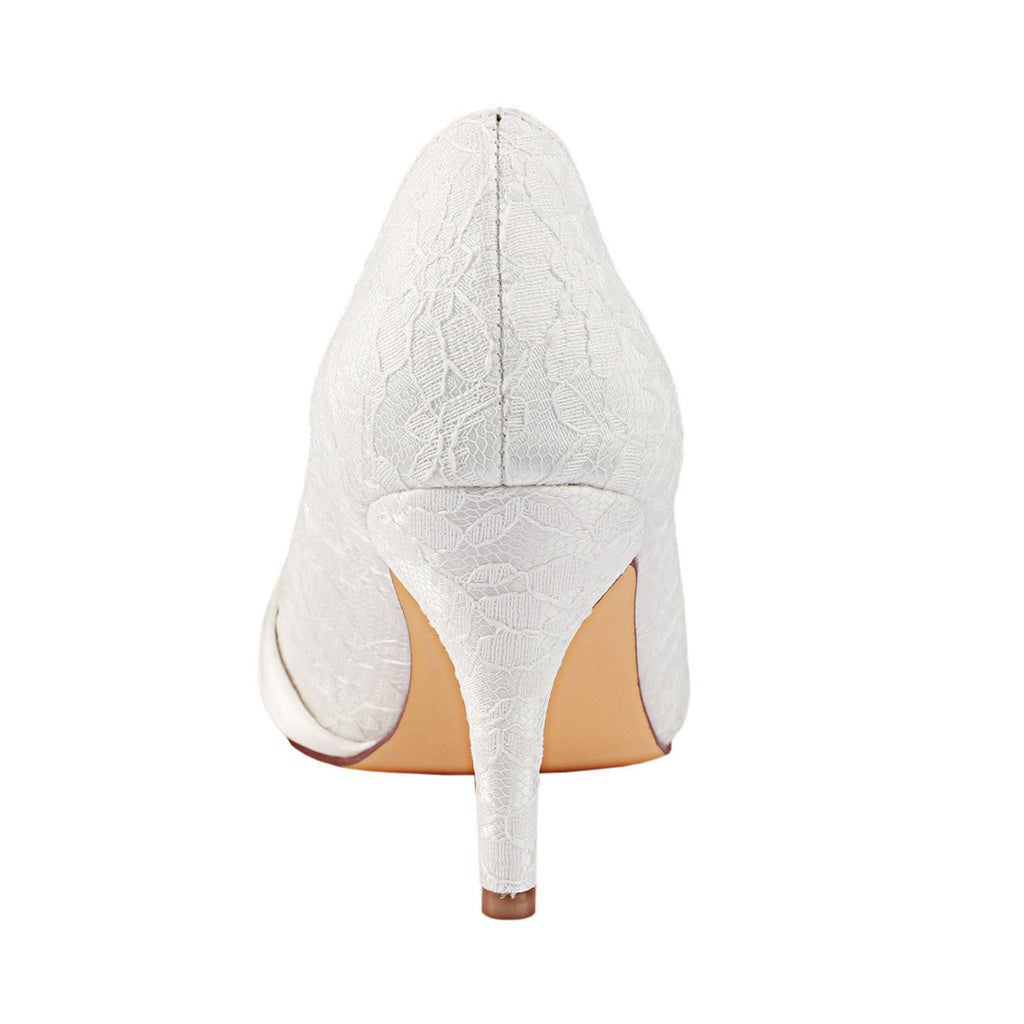 Ivory High Heels Bridal Shoes,Elegant Wedding Shoes, Lace Woman Shoes L-926
