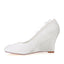 Ivory Wedge Lace Wedding Shoes with Beads, Charming Woman Shoes L-932