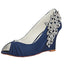 Dark Blue Wedge Wedding Shoes with Rhinestone,Elegant Wedding Party Shoes, L-933