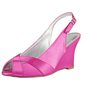 Rose Red Wedge Party Shoes with Rhinestone, Peep Toe Fashion Wedding Party Shoes, L-934