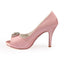 Pink High Heels Wedding Shoes with Rhinestone, Cheap Peep Toe Wedding Woman Shoes L-936