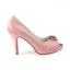 Pink High Heels Wedding Shoes with Rhinestone, Cheap Peep Toe Wedding Woman Shoes L-936